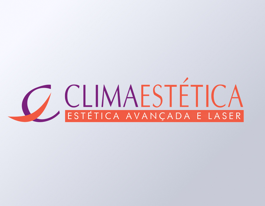 Case Clima Estética com marca, identidade completa, folhetos, banner e mini manual de marca